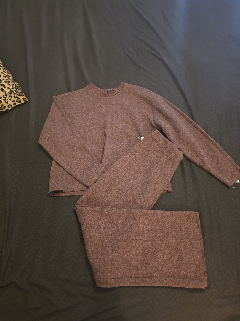 Zara Plum Ribbed Wide-Leg Knit Set - Picture 4 of 6